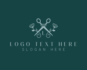 Upmarket - Floral Stylist Scissors logo design