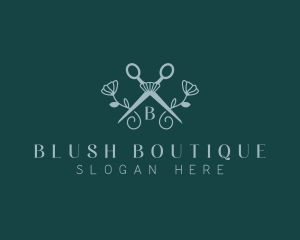 Floral Stylist Scissors logo design