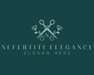 Floral Stylist Scissors logo design