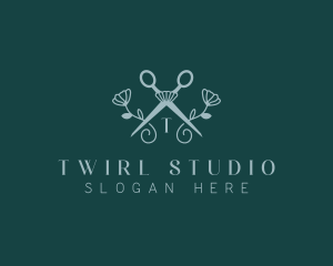 Floral Stylist Scissors logo design