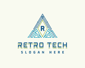 Cyber Pyramid Triangle logo design