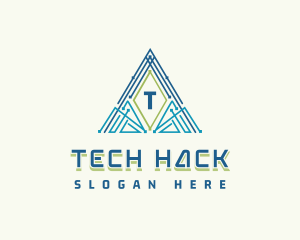 Cyber Pyramid Triangle logo design