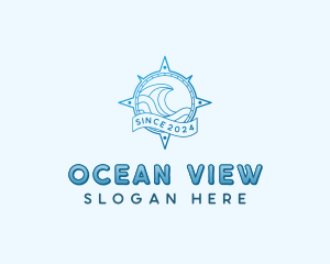 Wave Coastal Compass logo design