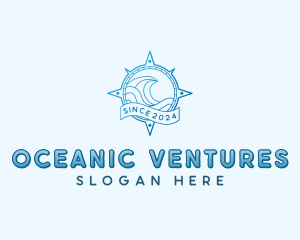 Wave Coastal Compass logo design