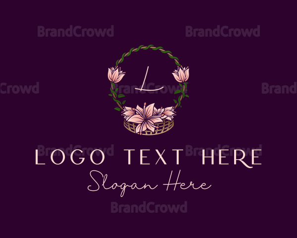 Flower Garden Basket Decoration Logo
