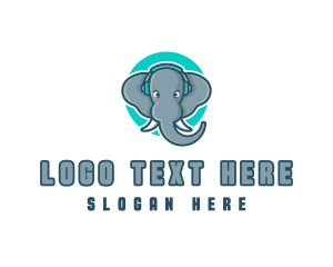 Cute - Elephant Gamer Headset logo design