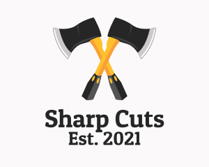 Sharp Woodcutter Axe  logo design