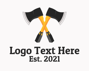 Woodcutting - Sharp Woodcutter Axe logo design