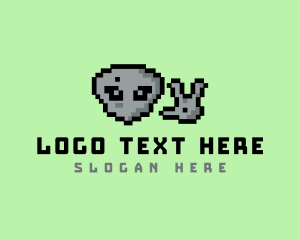 Retro - Alien Pixel Gaming logo design