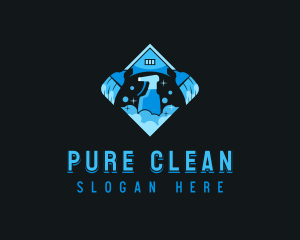 Broom Sanitation Cleaning logo design