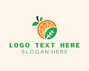Healthy - Leaf Orange Fruit logo design