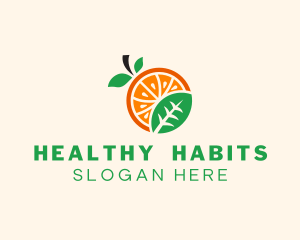 Leaf Orange Fruit logo design