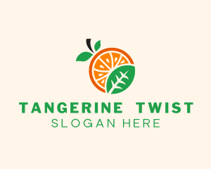 Tangerine - Leaf Orange Fruit logo design