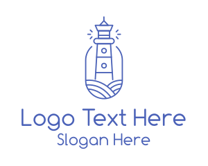 Lodging - Blue Monoline Lighthouse logo design