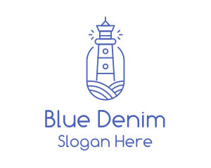 Blue Monoline Lighthouse logo design