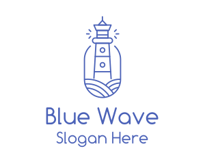 Blue - Blue Monoline Lighthouse logo design