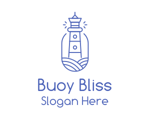 Buoy - Blue Monoline Lighthouse logo design