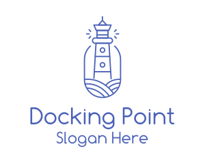 Docking - Blue Monoline Lighthouse logo design