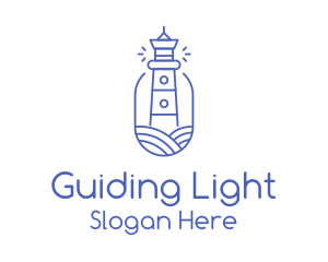Lighthouse - Blue Monoline Lighthouse logo design