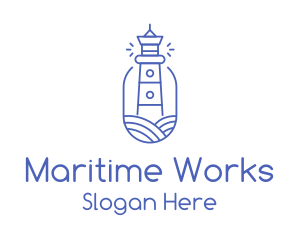 Shipyard - Blue Monoline Lighthouse logo design
