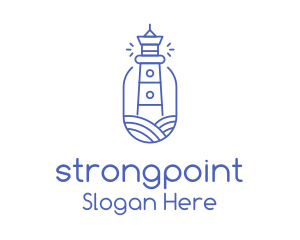 Safety - Blue Monoline Lighthouse logo design