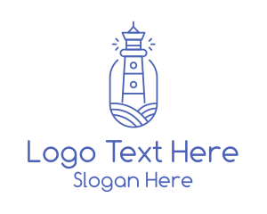 Blue - Blue Monoline Lighthouse logo design