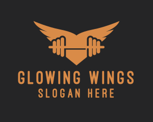 Winged Barbell Gym logo design