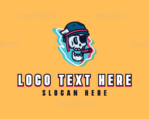 Pirate Smoking Skull Logo