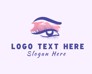 Cosmetic - Woman Watercolor Eyelash logo design