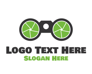 Tagline - Camera Shutter Binoculars logo design