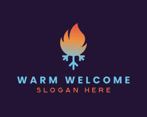 Fire Snowflake Element logo design