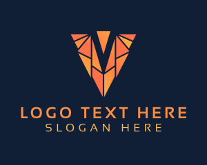 Tech - Geometric Business Letter V logo design
