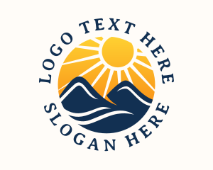 Hiker - Mountain Sunset Travel logo design