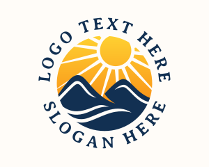 Explore - Mountain Sunset Travel logo design