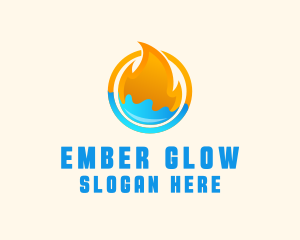 Ember - Gradient Fire Water logo design