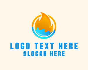 Flame - Gradient Fire Water logo design