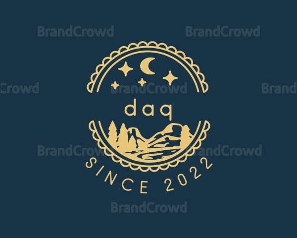 Moon Night Camping Badge Logo