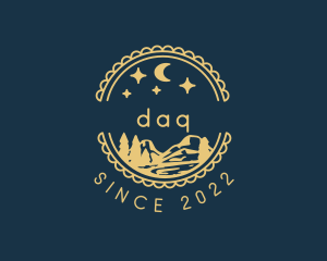 Tourism - Moon Night Camping Badge logo design