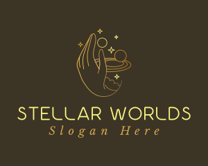 Planets - Gold Fortune Teller Hand logo design