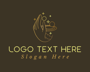 Minimalist - Gold Fortune Teller Hand logo design