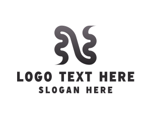 Zigzag - Curve Path Letter N logo design