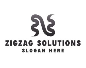 Zigzag - Curve Path Letter N logo design