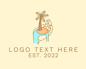 Holding - Palm Tree Island Hand logo design