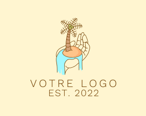 Coast - Palm Tree Island Hand logo design