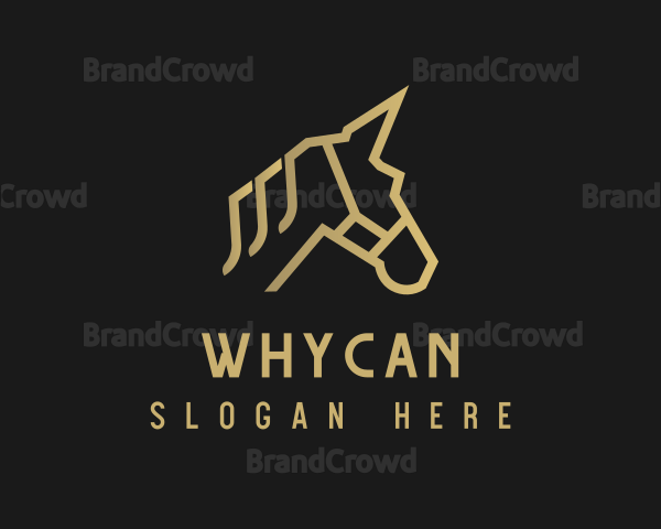 Gold Unicorn Horse Logo
