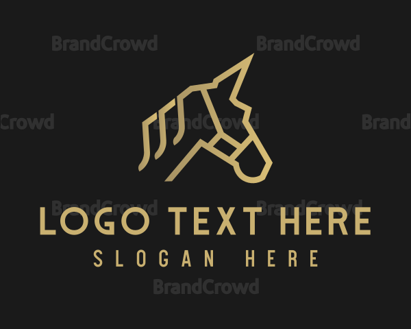 Gold Unicorn Horse Logo