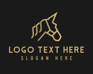Bronco - Gold Unicorn Horse logo design