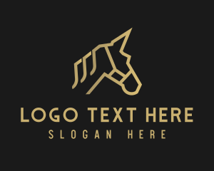 Gold Unicorn Horse Logo