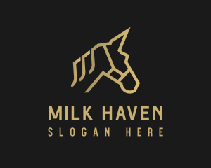 Gold Unicorn Horse Logo