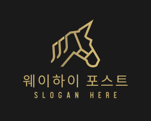 Gold Unicorn Horse logo design